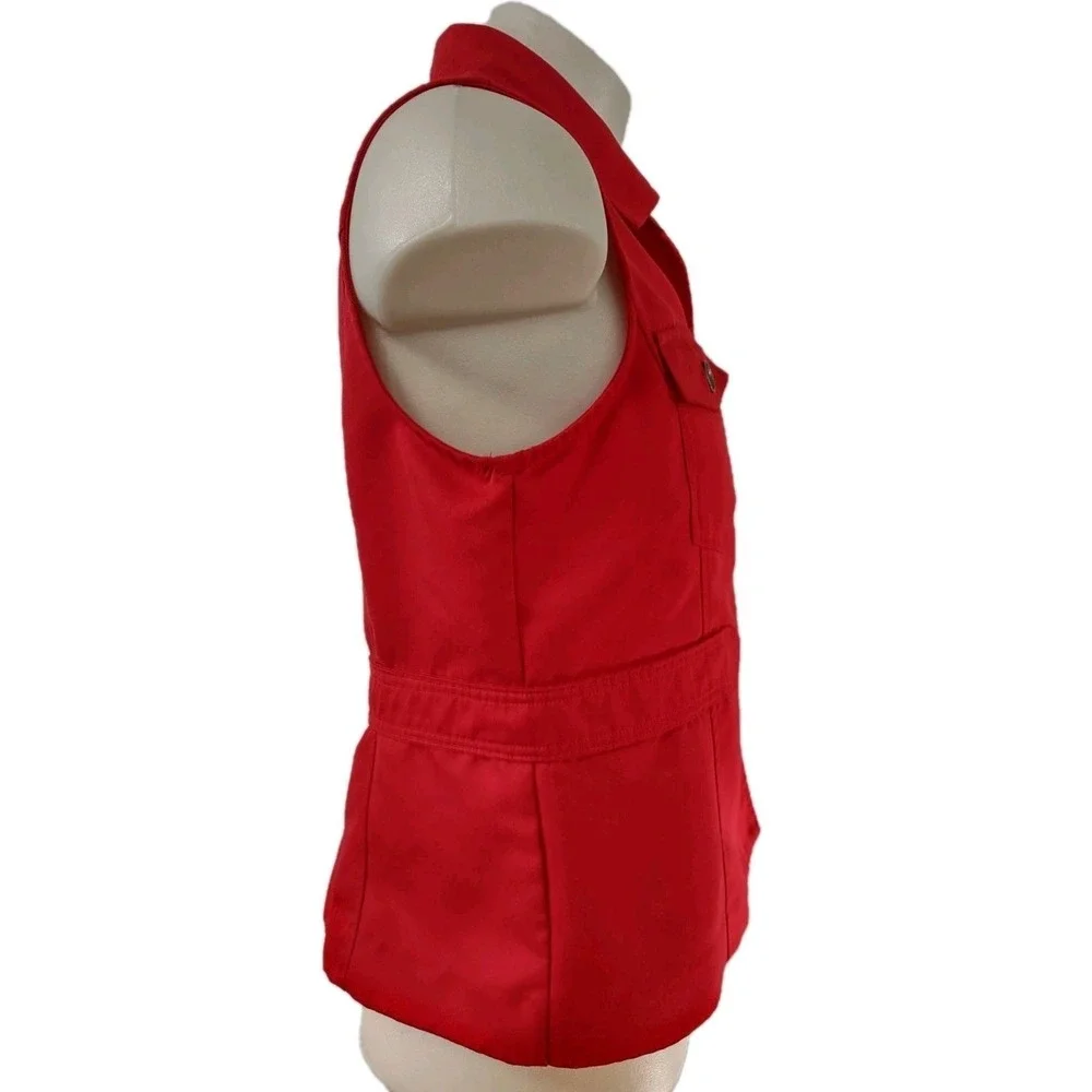 Southern Lady Vest Women's Size P10 Red Collared Sleeveless Button Up  2 Pockets